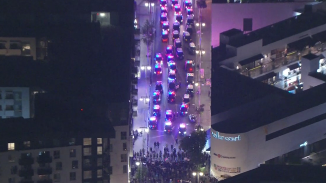 Protesters clash with law enforcement in downtown Los Angeles near the Federal Building  and the Metropolitan Detention Center due to the immigration raids in L.A. 