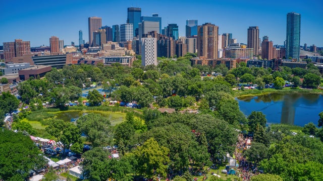 Aerial View of Minneapolis, Minnesota during Summer 